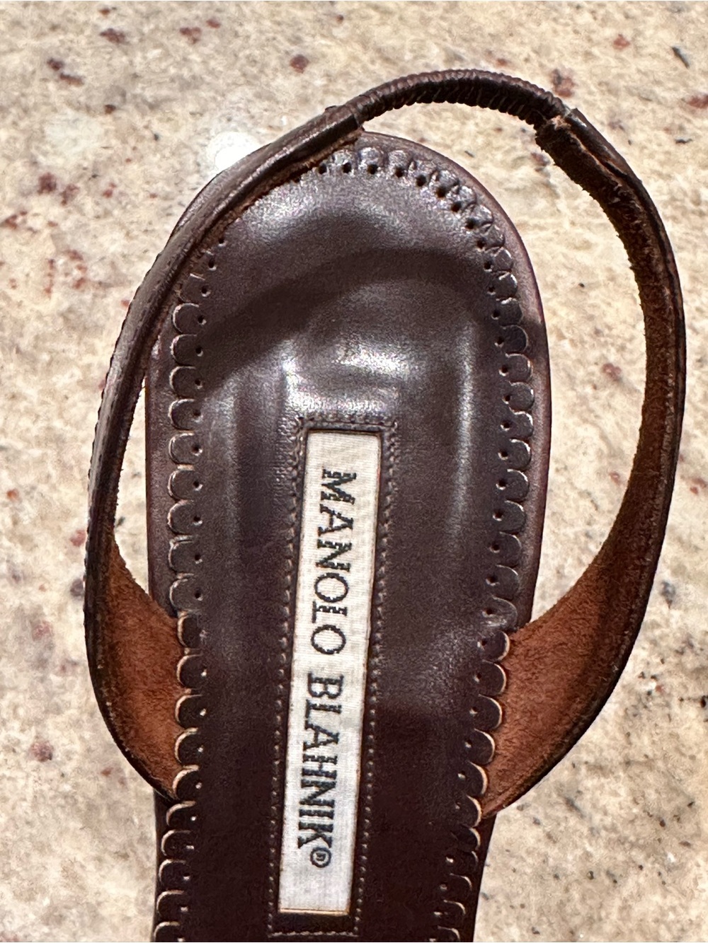 Manolo Blahnik Brown Stone & Chain
Embellished Slingback Heels; Size 36.5 - Picture 12 of 12